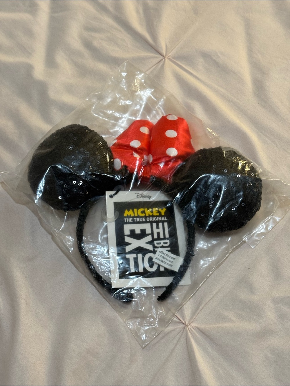 Disney Minnie Sequin Ear Headband with Red Polka Dot Bow